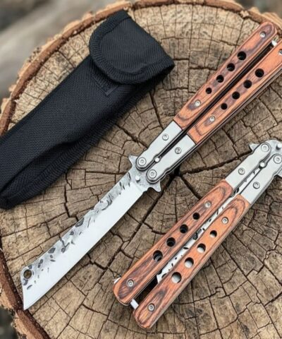 Benchmade Ahşap Kabze Kılıflı Tanto Kelebek Çakı