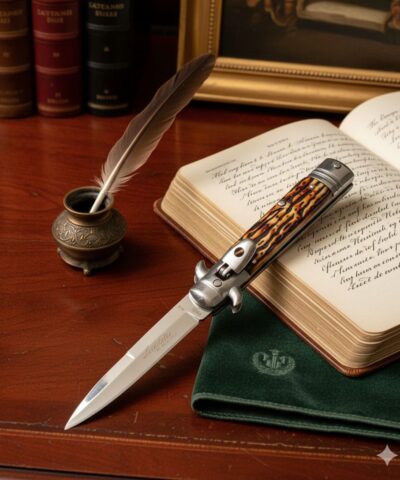 Akc Levetto By Bills DeShivs Mandallı Otomatik Kemik Kabze Kamp Çakısı