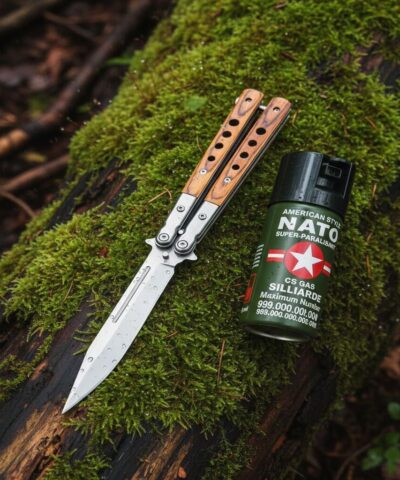 Benchmade Ahşap Kabze Biber Gazı Hediyeli Kelebek