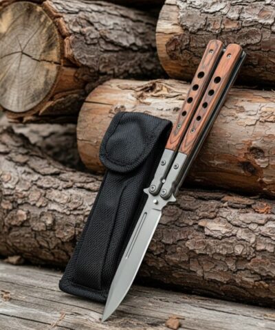 Benchmade Ahşap Kabze Kılıflı Kelebek Kamp Çakısı