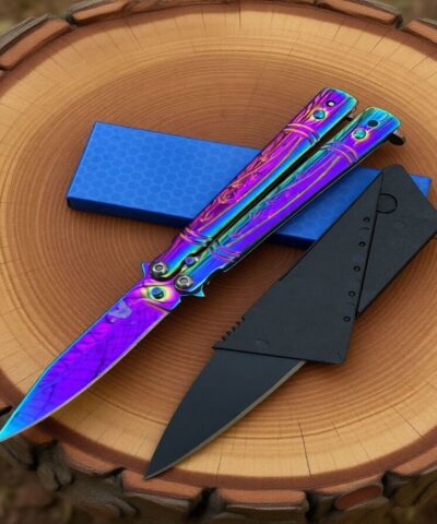 Benchmade Dal Desenli Mini Gökkuşağı Card Çakı Hediyeli Kelebek Seti