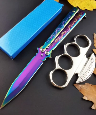 Benchmade Ejderha Desenli Kelebek Bıçak - Bodyguard Punch Hediyeli