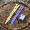Benchmade Gold Ve Gökkuşağı Kuru Kafa Desenli Kelebek Seti