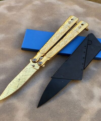 Benchmade Gold Kelebek Desenli Card Cakı Hediyeli Mini Kelebek Seti