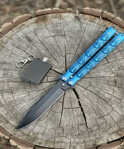 Benchmade Mavi Kuru Kafa Desenli Kibrit Hediyeli Kelebek Çakı