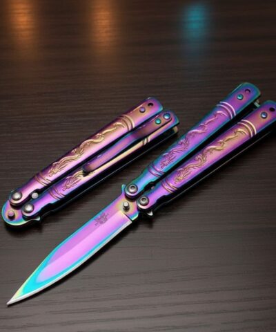 Benchmade Mini Ejderha İşlemeli Gökkuşağı Kelebek Bıçak