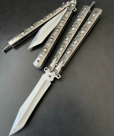 Benchmade Silver Kuru Kafa Desenli Kelebek Çakı