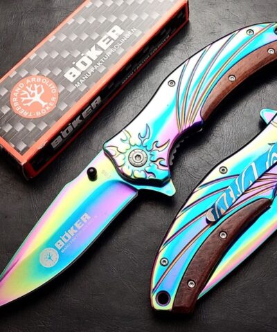 Böker F88 Gökkuşağı Ahşap Kabze Kamp Çakısı