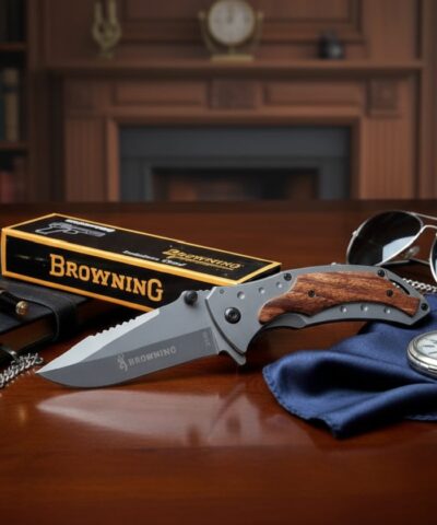 Browning B049 Ahşap Çelik Kabze Otomatik Kamp Çakısı