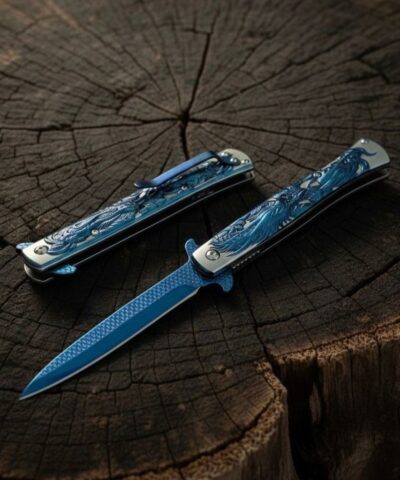 Browning Blue Titanyum Kaplama Ejderha İşlemeli Kamp Çakısı