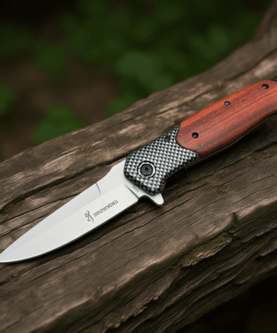 Browning DA353 Damalı Ahşap Kabze Otomatik Kamp Çakısı