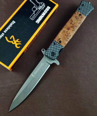 Browning HC02 Damascus Ahşap Kabze Kamp Çakısı