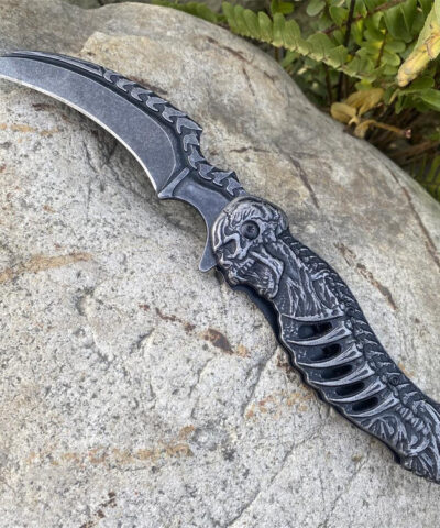 Browning Black İskelet Tasarımlı Karambit Çakı - Kurukafa Kabzalı