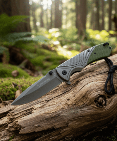 Browning FA76C Haki Ahşap Kabze Otomatik Kamp Çakısı