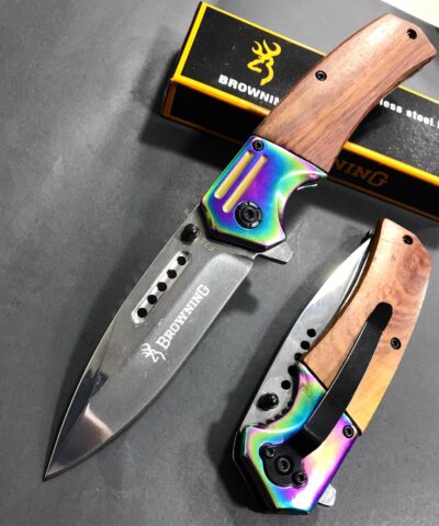 Browning F78 Gökkuşağı Ahşap Kabze Kamp Çakısı