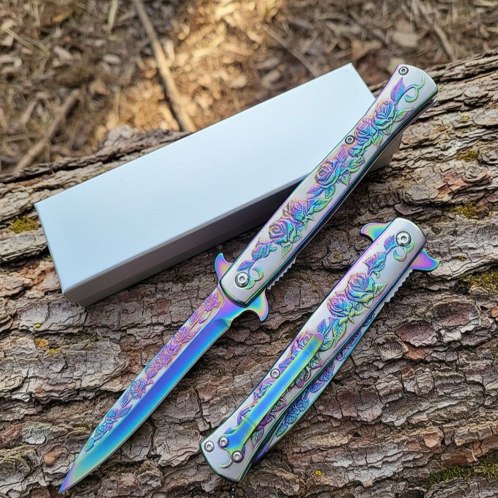 Browning Gökkuşağı Gül Desenli Kamp Çakısı