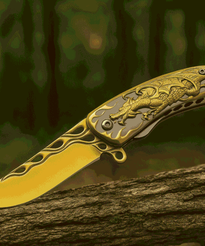 Browning Gold Ejderha Desenli Kamp Çakısı
