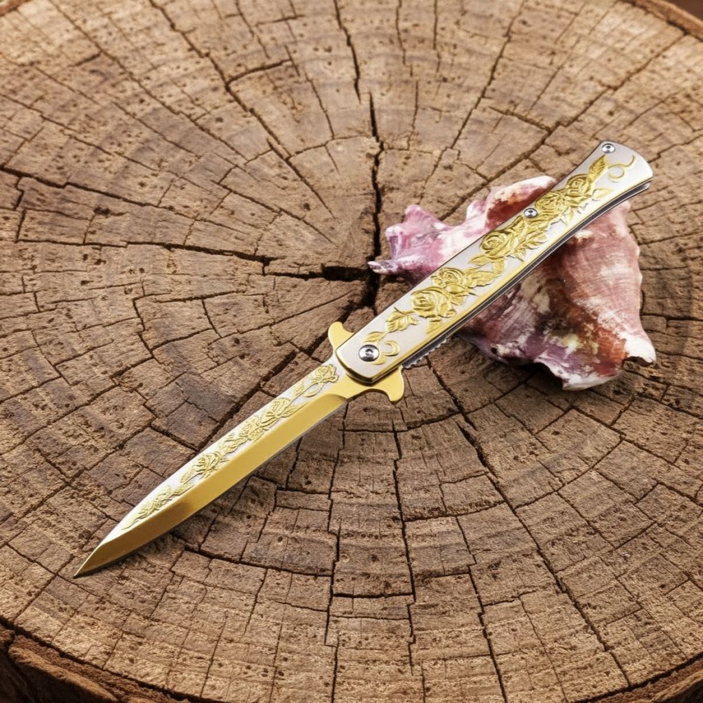 Browning Gold Gül Desenli Kamp Çakısı