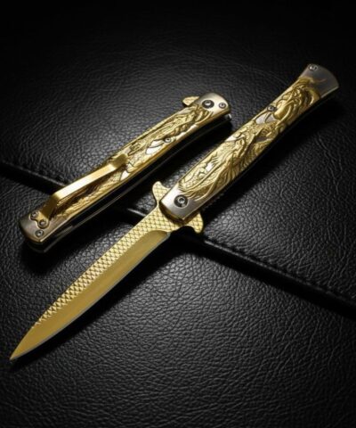 Browning Gold Titanyum Kaplama Ejderha İşlemeli Kamp Çakısı