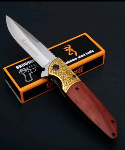 Browning İşlemeli Ahşap Kabze Kamp Çakısı