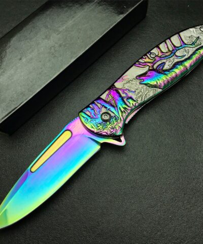 Browning YSTL2956RB Geyik Motifli Gökkuşağı Kamp Çakısı