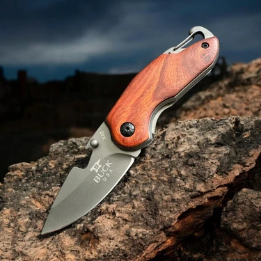 Buck X48 Ahşap Kabze Mini Kamp Çakısı