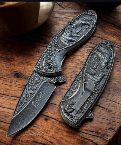 Columbia Company 2510-A Eskitme Ayı Motifli Kamp Çakısı