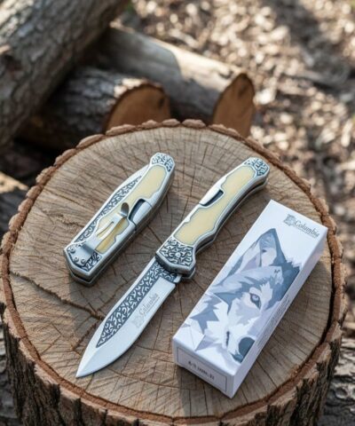 Columbia Company A3154-C Kemik Gravürlü Kamp Çakısı