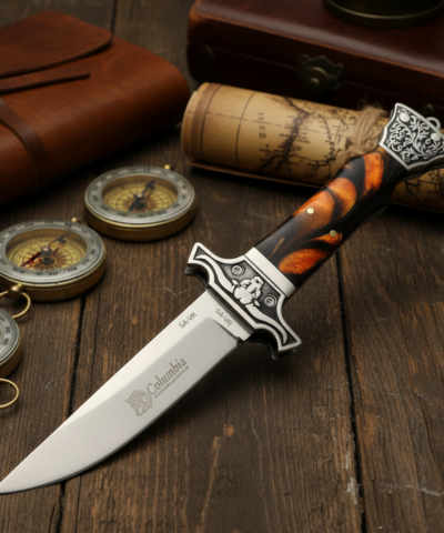 Columbia Company MA-123-E Öküzbaş İşlemeli Sedef Kabze Kamp Çakısı