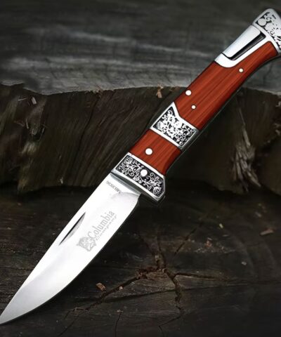 Columbia Company MB3936-A Gravür İşlemeli Ahşap Kabze Kamp Çakısı