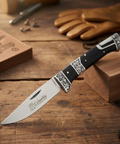 Columbia Company MB3936-B Gravür İşlemeli Ahşap Kabze Kamp Çakısı