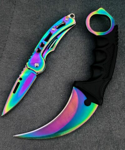 Cs Go Gökkuşağı Karambit ve Mini Çakı Seti