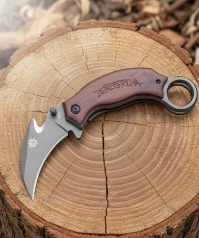 Fixed Blade Survival Ahşap Kabze Katlanır Karambit