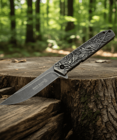 Haps Bugs  HC-023 BK Black Anka Kuş Motifli Kamp Çakısı