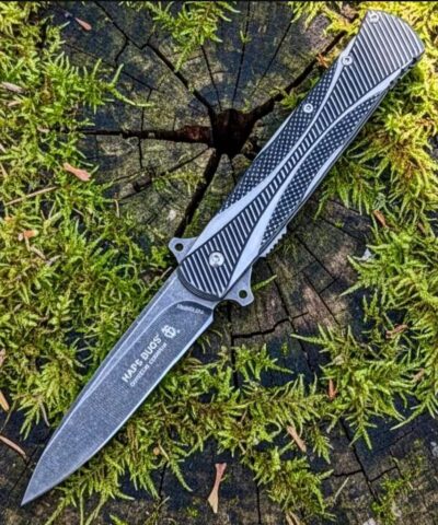 Haps Bugs YST5868SW Black Pul Desenli Otomatik Kamp Çakısı