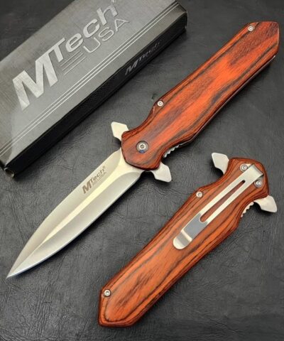 Mtech 4-11 Ahşap Kabze Otomatik Kamp Çakısı