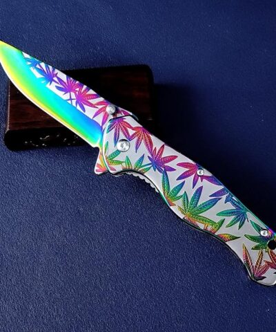 Sibirya Company GökkuşağI Yaprak Desenli Yarı Otomatik Kamp Çakısı