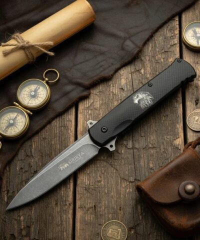 Sibirya Company  S-2197-D Kartal Kafası Desenli Yunus Otomatik Kamp Çakısı