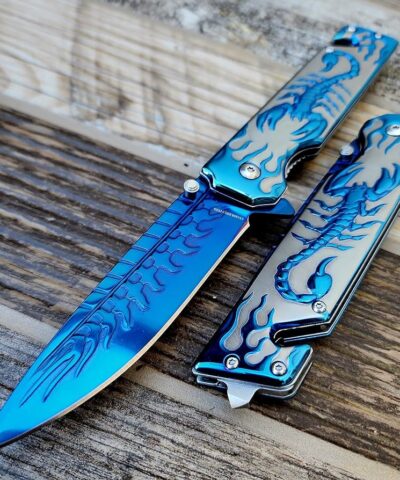 Sibirya Company S2706-X Mavi Akrep İşlemeli Kurtarma Kamp Çakısı