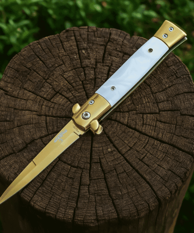 Swat Blade Y008G Gold Sedef Kabze Survival Otomatik Kamp Çakısı
