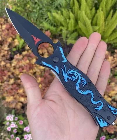 Alternative view of Tac Force Mavi Ejderha Motifli PA0210 Otomatik Kamp Çakısı