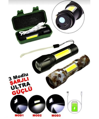 Taktical Led Usb Sarjlı Mini Boy El Feneri