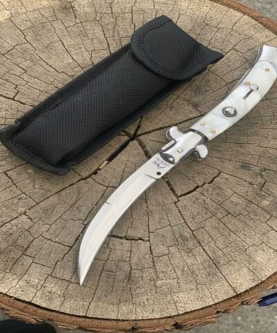 Akc Sedef Kabze İtalyan Stiletto Curved Blade Pocket Knife