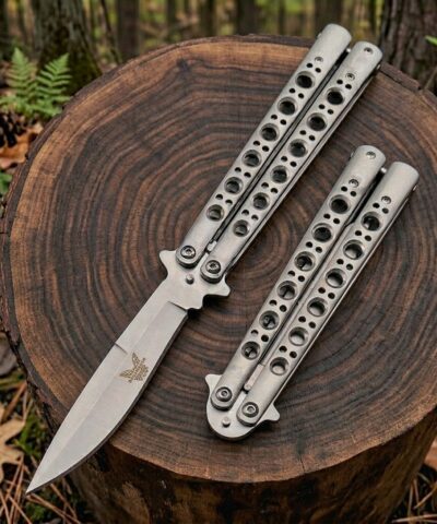 Benchmade 22 Cm Gümüş Gri Metal Klasik Kelebek Çakı