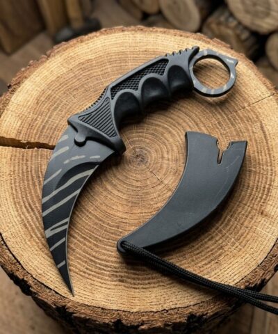 Cs Go Siyah Desenli Kılıflı Karambit