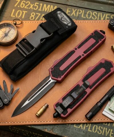 Microtech Scarab Model Çift Ağızlı OTF Önden Açılır Otomatik Bıçak (Kılıflı)