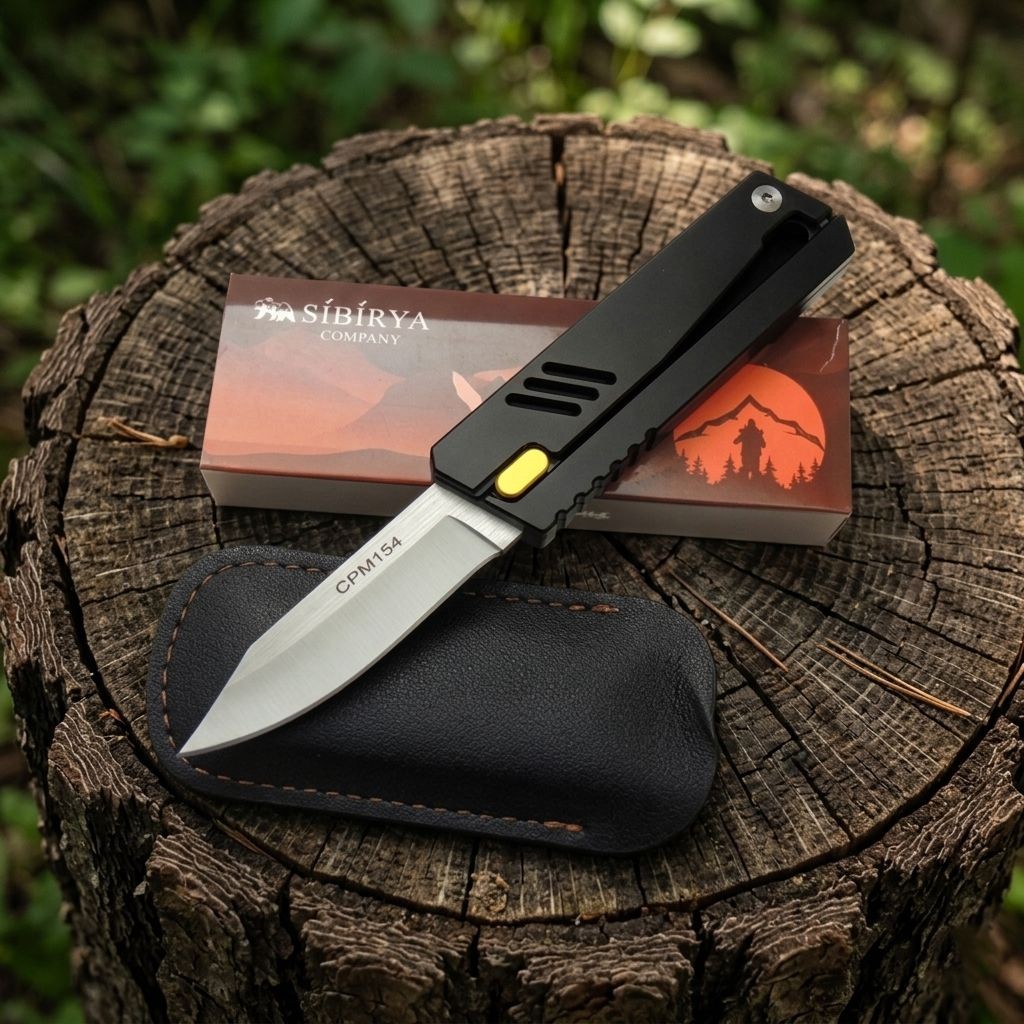 Sibirya Company CPM 154 Çelik Sürgülü Çakı - Black Seri